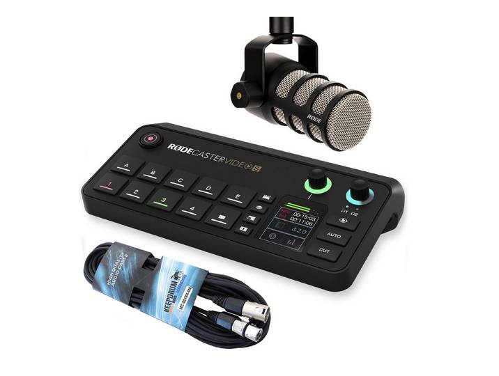 RØDE Rode Rodecaster Video S Produktions-Konsole mit Podmic und Kabel Digitales Aufnahmegerät (Video- Audiokonsole)