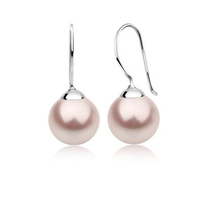 Paar Ohrhänger NENALINA "Ohrringe Hänger Basic Synthetische Perle 925 Silber" Gr. 30, rosa, Ohrringe, Damen, 30, ohne Stein, Silber 925 (Sterlingsilber)