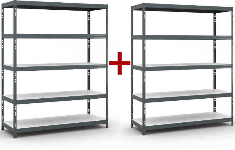 B2B Partner Fachbodenregal 1+1 GRATIS 1966x1600x600 mm, Traglast 350 kg