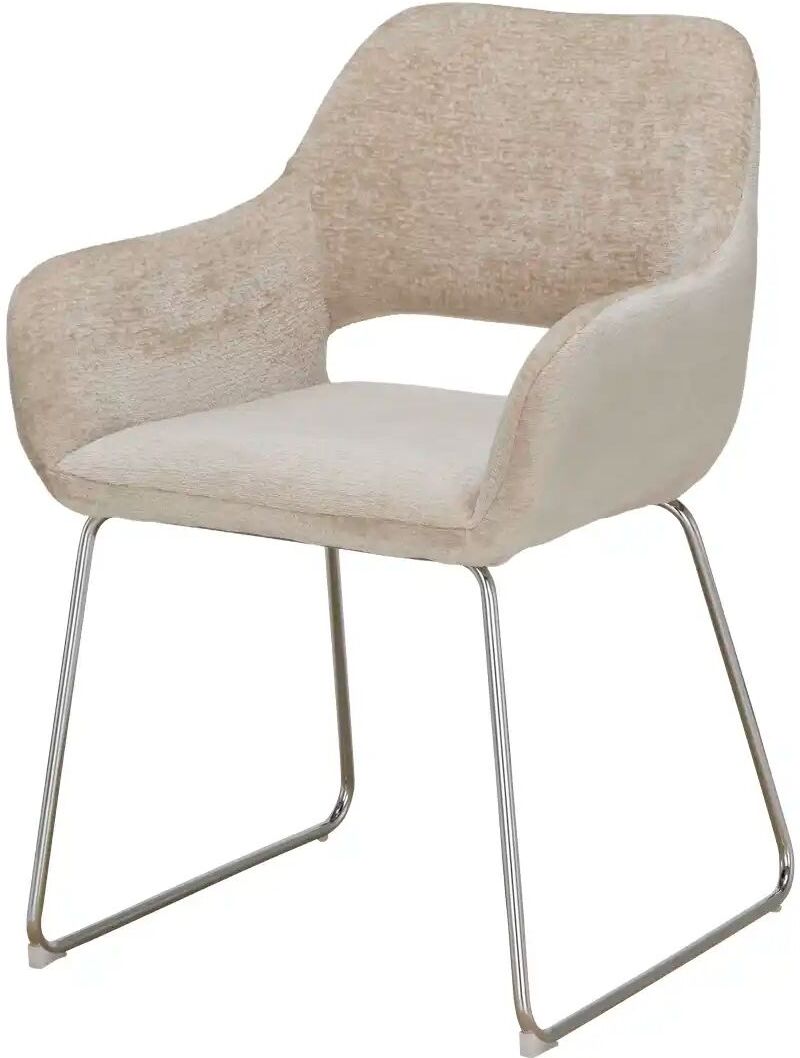 Höffner Kufenstuhl chromfarbig  Till ¦ beige ¦ Maße (cm): B: 56,5 H: 82 T: 59.0