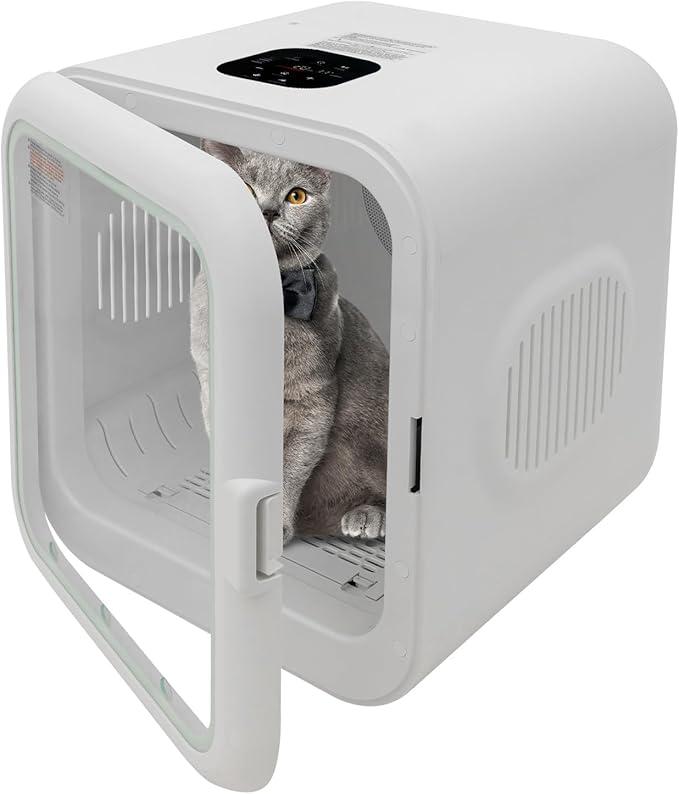 Trockenbox für Haustiere, 800W 62L Automatischer Haustiertrockner für Katzen & Hunde, Intelligente Trockenbox für Haustiere, Einstellbarer Temperaturbereich 22-45°C, Einstellbarer Zeitraum 10-180min