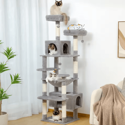 Inspire Picks Large Cat Tree & Tower Multi Level Indoor Cat Condo With Hammock, Scratching Posts & Toys black180cm 164cm
