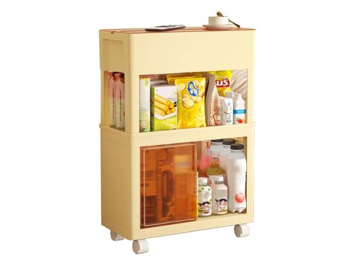 Regal, 3-stufiges, schmales Regal mit Rollen for Küche, Bad, Arbeitszimmer