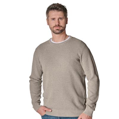 Strickpullover CASAMODA "CASAMODA Pullover uni", Herren, Gr. L, beige (663 beige), 100% Baumwolle, Pullover Strickpullover
