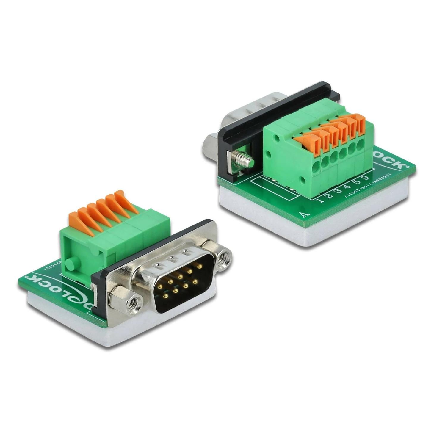 Delock Adapter Terminalblock RS232 DB9 Stecker horizontal (66555)