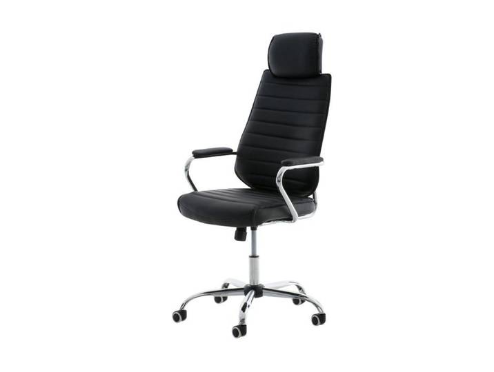 Fauteuil de bureau hauteur reglable pivotant mecanisme de bascule PVC noir et metal chrome 10_0002627