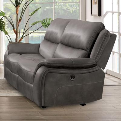 Furniture of America Kaen Transitional 2-Seater Manual Recliner Loveseat with Pillow Top Arms