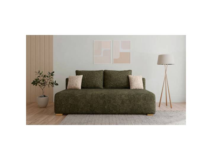 Mid.you Schlafsofa Moss, Beige, Dunkelgrün, Kunststoff, 3-Sitzer, Füllung: Komfortschaum,Komfortschaum, 200x90x100 cm, Stoffauswahl, Rücken echt, Wohnzimmer, Sofas & Couches, Schlafsofas, Schlafsofas mit Bettkasten