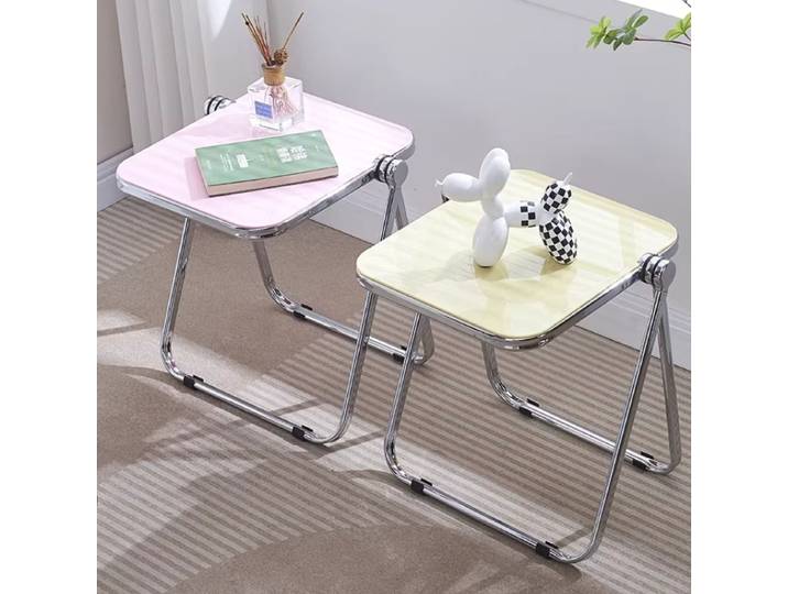 Table d'appoint pliante moderne et élégante - Table basse transparente pour le coin du canapé du salon et le balcon - Table basse en acrylique