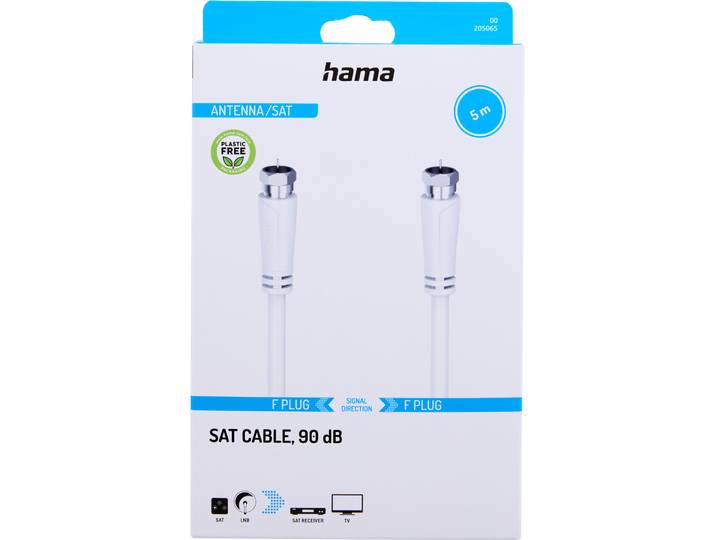 Hama SAT-Anschlusskabel, F-Stecker - F-Stecker, 5,0 m, 90 dB