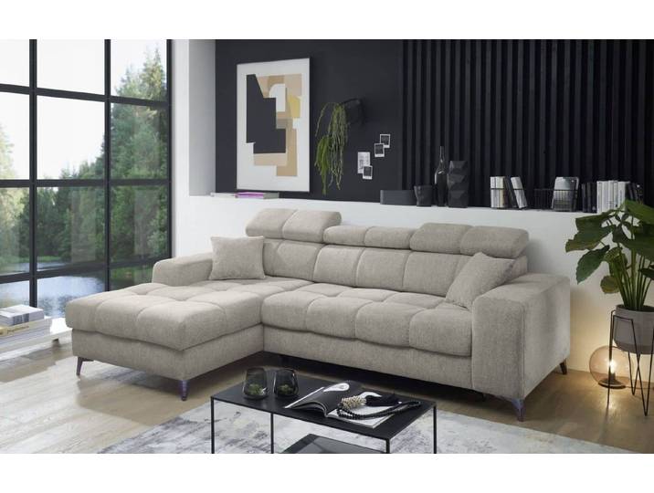 ED EXCITING DESIGN Ecksofa, Bettkasten, Schlaffunktion, Verstellbare Kopflehnen