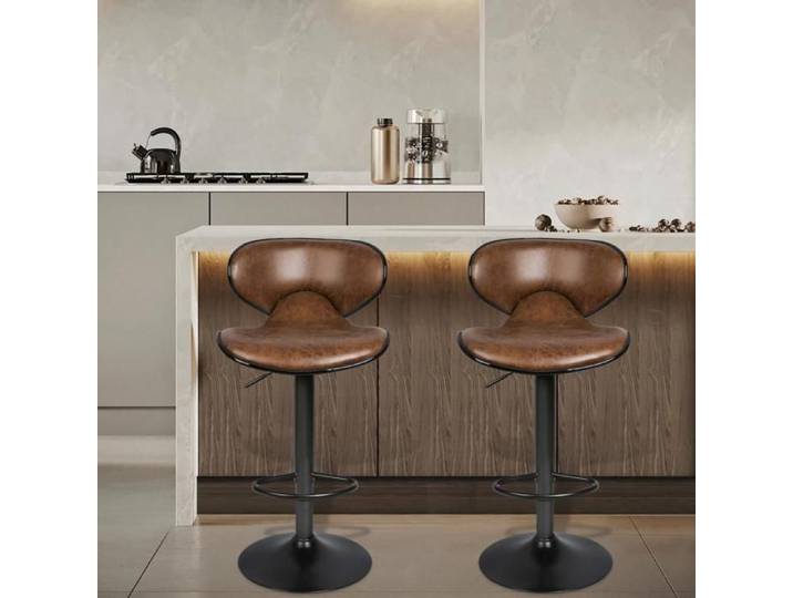 TABOURETS DE BAR STYLE INDUSTRIEL - YIPEEMA - LOT DE 2 - MARRON - 45 X 45 X 83-103 CM