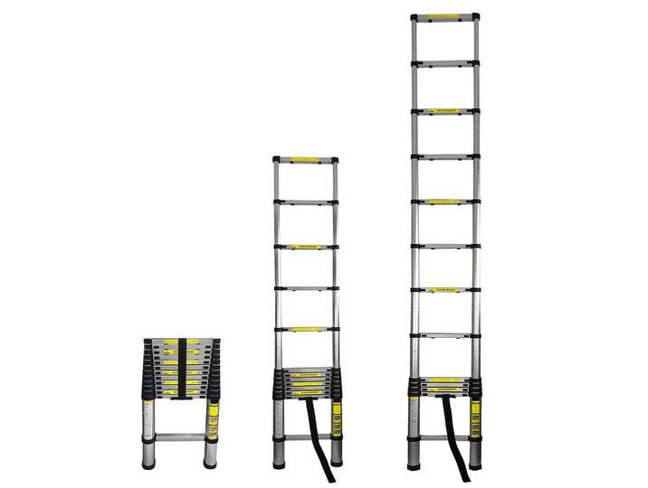Teleskopleiter, ausziehbar bis 3,8 m, 150 kg Belastbarkeit