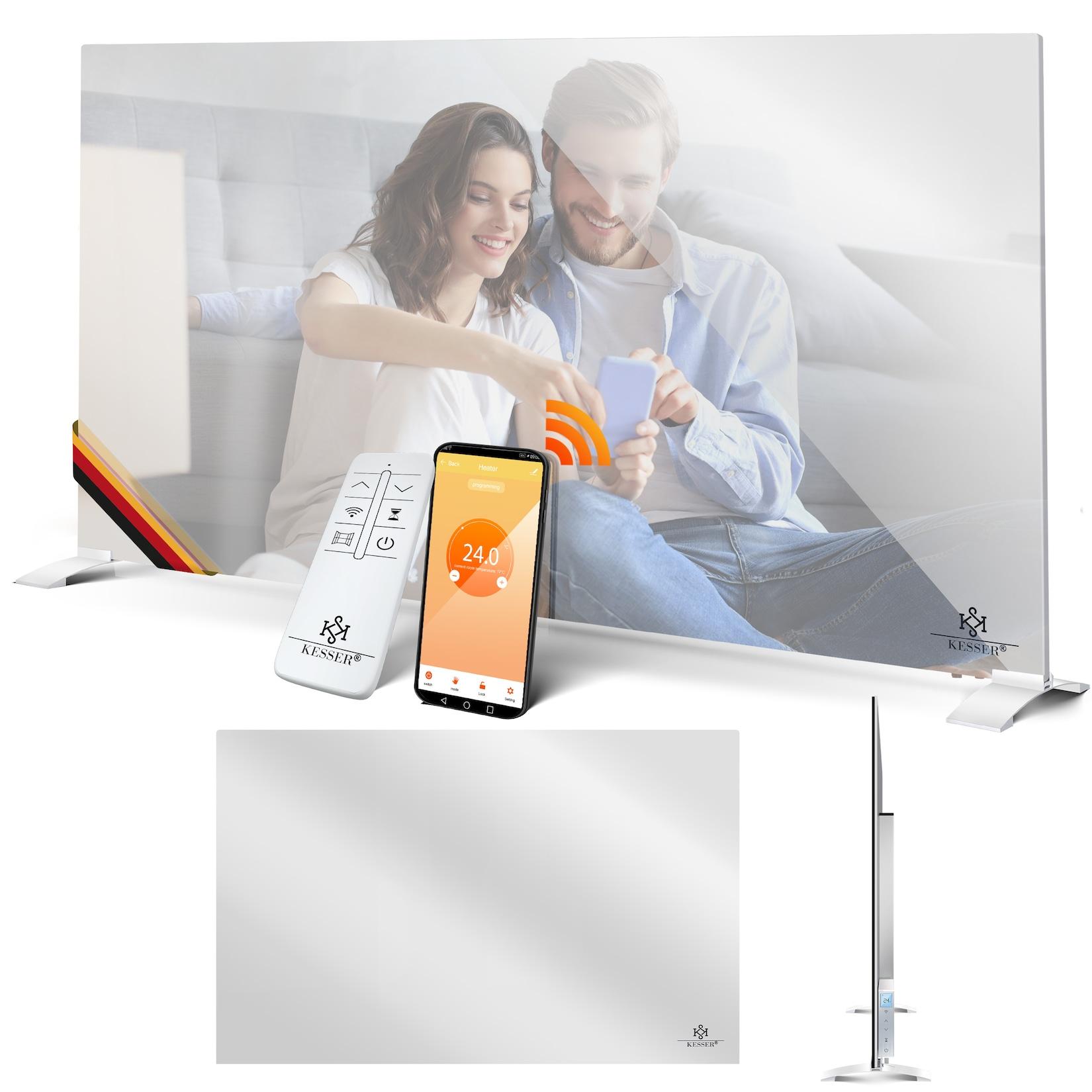 KESSER® Infrarotheizung Spiegelheizung Energiesparend 2in1 Standgerät & Wandmontage Elektroheizung mit Erkennung Offener Fenster + Fernbedienung & App-Steuerung Thermostat Infrarot Heizpaneel