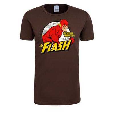 T-Shirt LOGOSHIRT "The Fastest Man Alive", Herren, Gr. XS, braun, 100% Baumwolle, bedruckt, normal, Rundhals, Shirts T-Shirt, mit tollem The Flash-Print