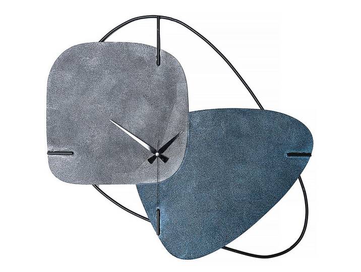 Wanduhr, Blau, Grau, Metall, 42.5x65.5x9 cm, Dekoration, Uhren, Wanduhren