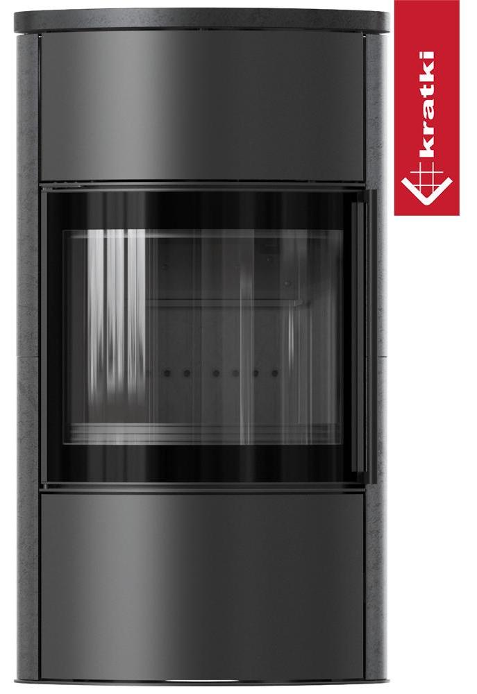 BJORN Ø 150 7 kW freistehender Stahlofen Hochdekorative GRAFITE SATIN Speicherkeramik; Keramikabdeckung; schwarzes Thermotec; mit Verschlussmechanismus
