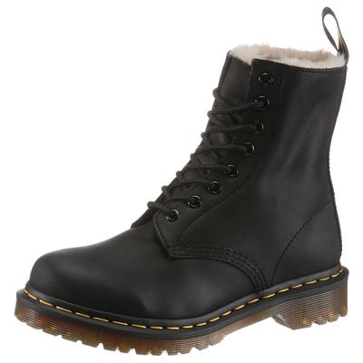 Schnürboots DR. MARTENS "1460 Serena", Damen, Gr. 36, schwarz, Leder, unifarben, Schuhe Schnürboots, Chunky Boots, Plateau Schuh, Boots mit Warmfutterausstattung