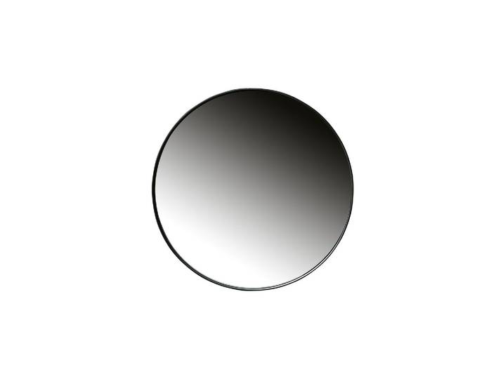 Miroir rond en métal noir, cadre en fer mat, style industriel - W
