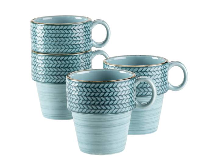 Kaffeebecher Prospero 4er-Set 27 x 14 x 27cm Blau/Türkis