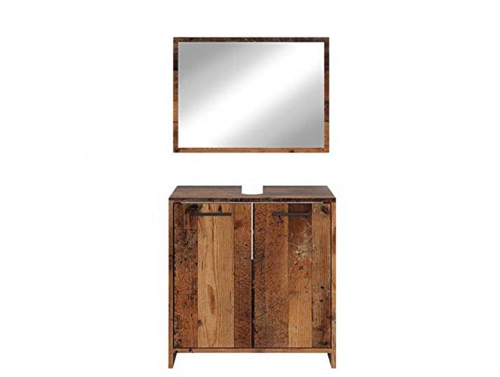 Vicco Badmöbel-Set Kiko , Eiche rustikal 60 cm 2-teilig · Waschtischunterschrank · Spiegel