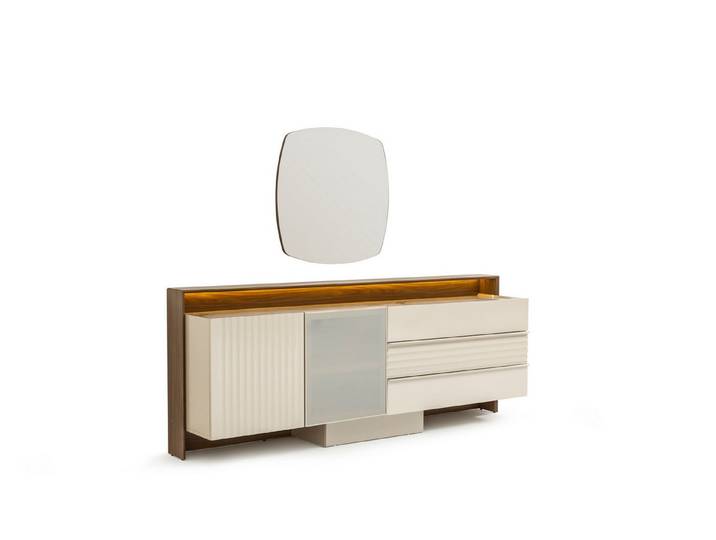 JVmoebel Sideboard JVMoebel Sideboard in Beige-Braun mit Spiegel und Stauraum, Made in Europa