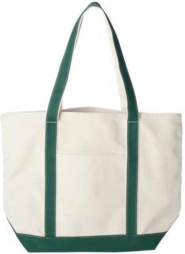Liberty Bags 8872 Carmel Classic XL Cotton Canvas Resort Tote Bag in Natural/Forest Green LB8872