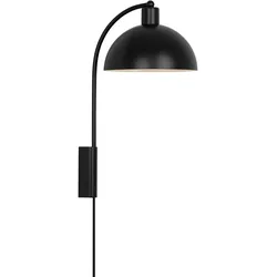 Nordlux Wandleuchte ELLEN 20, IP20, E14 (exkl.), mit Schnurschalter, Metall, schwarz / Metall-Schirm NORD-2213721003