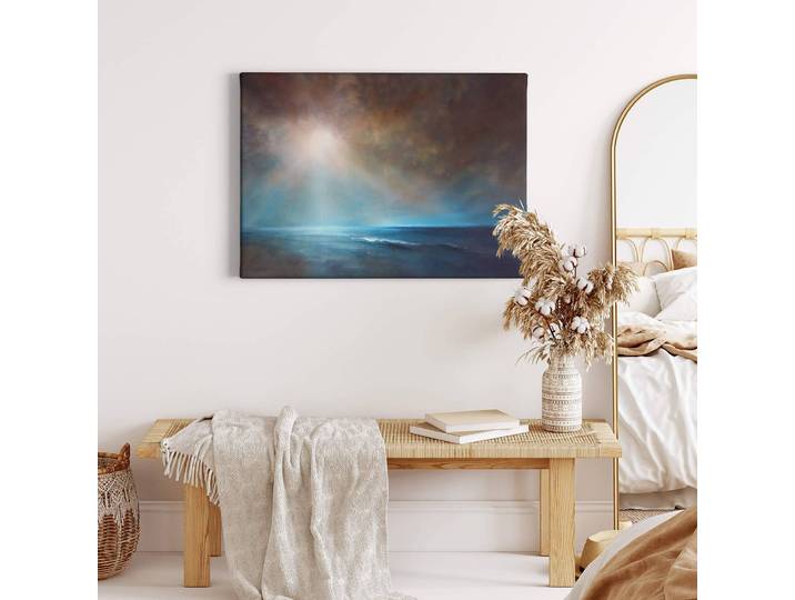 Leinwandbild Power Quiet Polyester PVC / Fichtenholz Blau 70 x 50cm
