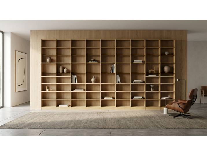 Design de bibliothèque large sur mesure Chêne Naturel huilé