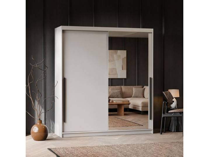 Armoire SILENTE 180cm - avec miroir - portes coulissantes - Cachemire