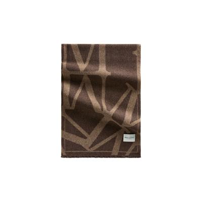 Wollschal MARC O'POLO, Damen, braun (schwarz braun), Strick, Schurwolle, Modetücher, mit auffälligem Allover-Monogramm-Design