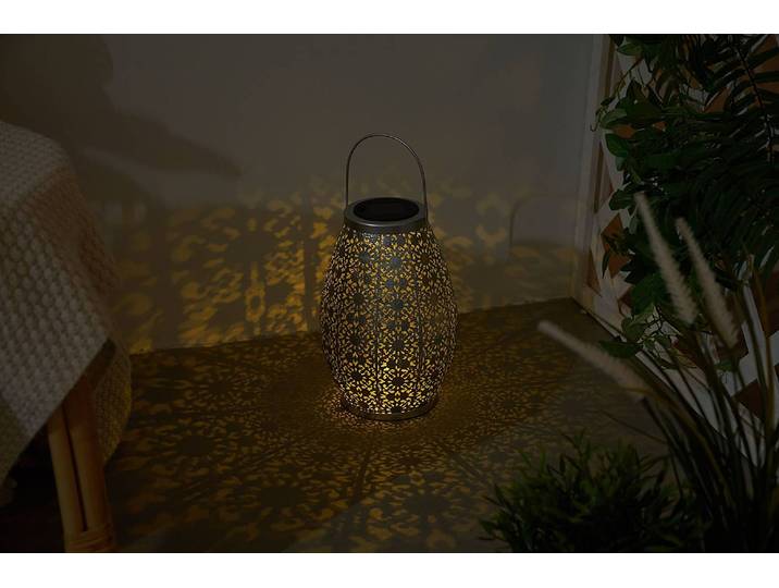 Lanterne solaire Sunshine Tempation 18 x 28cm Argenté/Argenté