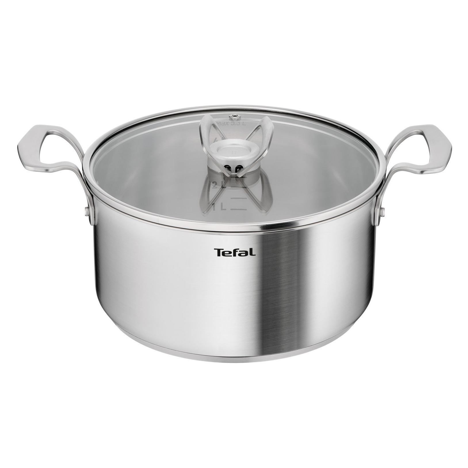 Tefal Extreme Pot, 24 cm/5.3 L, Glass Lid, Stainless Steel (Kochtopf, Edelstahl, 24 x 15.10 cm) (67090307)