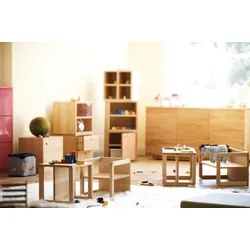 Kinderbank TIM mit integriertem Tischdesign aus Holz