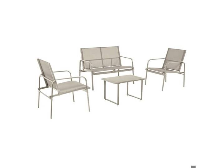 Ensemble salon de jardin extérieur canapé 2 places avec table et 2 fauteuils couleur beige