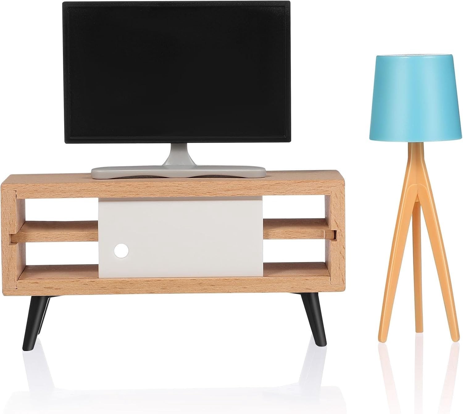 Miniatuur Houten Poppenhuis Meubels Set 1:12 - TV Kast, Tafellamp en Eetkamer Accessoires voor Rollenspel en Creatief Spel