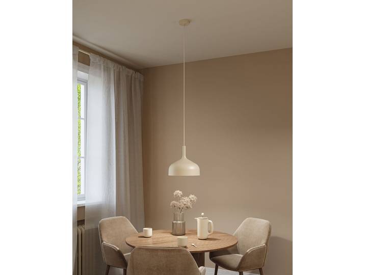 Suspension Embla Ø 30cm Beige/Beige Matériau : Métal Surface en métal : Laqué Type de métal : Aluminium E27