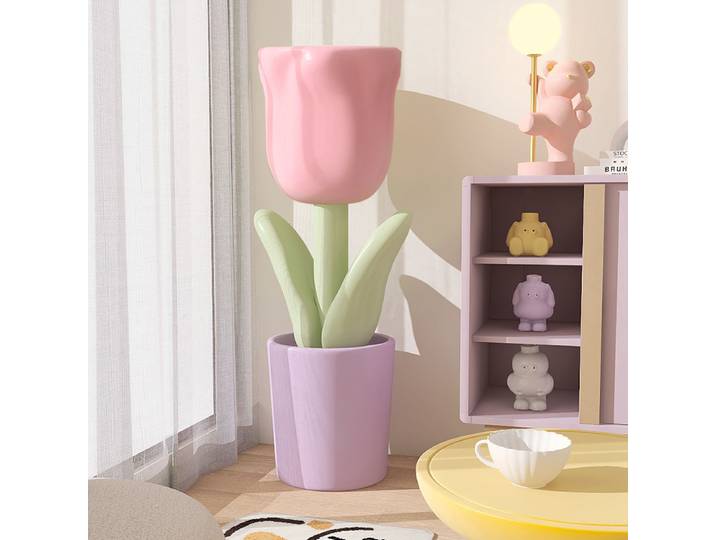 Sculptures et Figurines de décoration pour la maison, accessoires de décoration, Vase de rangement de tulipes, ornements de sol, Statues de plantes en résine pour salon