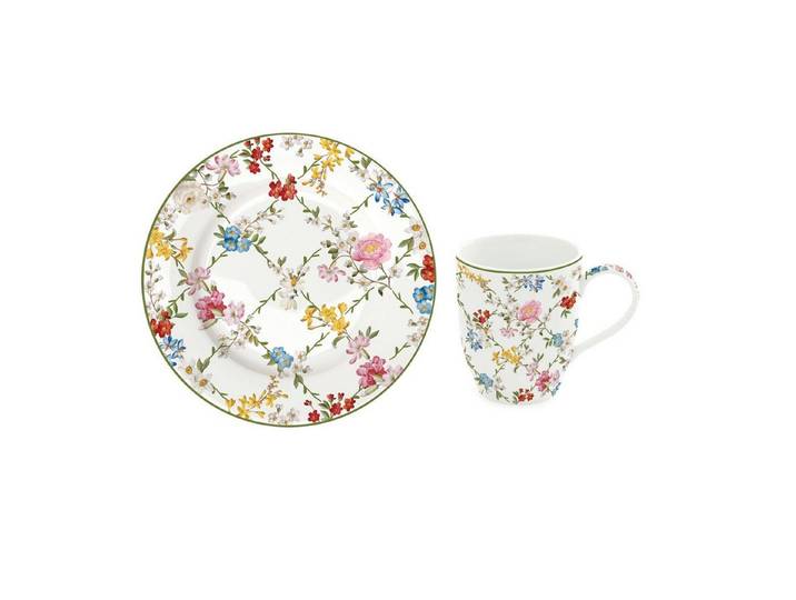 EasyLife Tasse Garden Dreams, Porzellan, 12 tlg., Mehrfarbig, Blumenranken, H: 10cm
