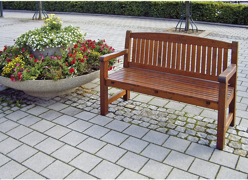 kaiserkraft Holzsitzbank, braun, Gesamthöhe 930 mm, 2-Sitzer