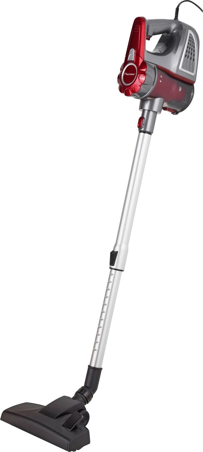 Bestron AVC800 stofzuiger zonder zak, grijs/rood, 0,6 liter, geschikt voor tapijten en harde vloeren