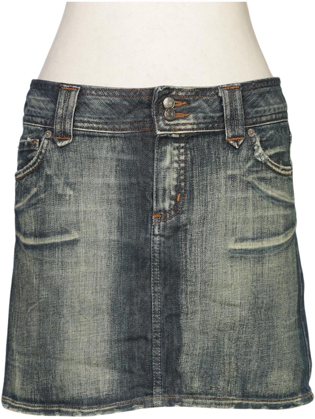 Massimo Dutti Damen Rock, Blau, Gr. W26, Baumwolle - Second Hand