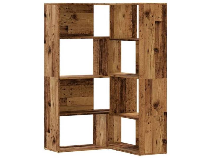 (Promotion octo)Bibliothèque Étagère de livres d'angle à 4 niveaux vieux bois bois d'ingénierie skd63664