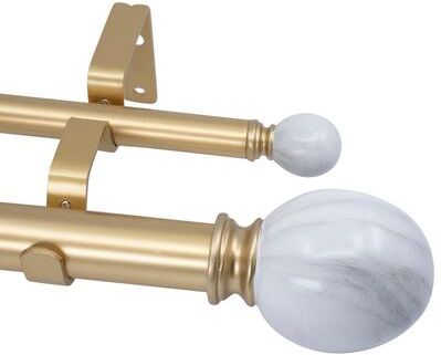 MERIVILLE 1-Inch Diameter Double Window Curtain Rod, Ellipse Marble Finial
