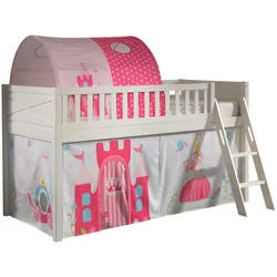 KINDERBETT Karyl 208x114x135 Massivholz Weiß Textilset Princess 2