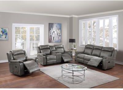 Esofastore Contemporary Style 3pc Manual Sofa Set Leatherette Upholstered Slate Blue