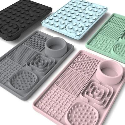 Uplifted Goods Silicone Slow Feeding Lick Mat For Dogs And Cats grey Square