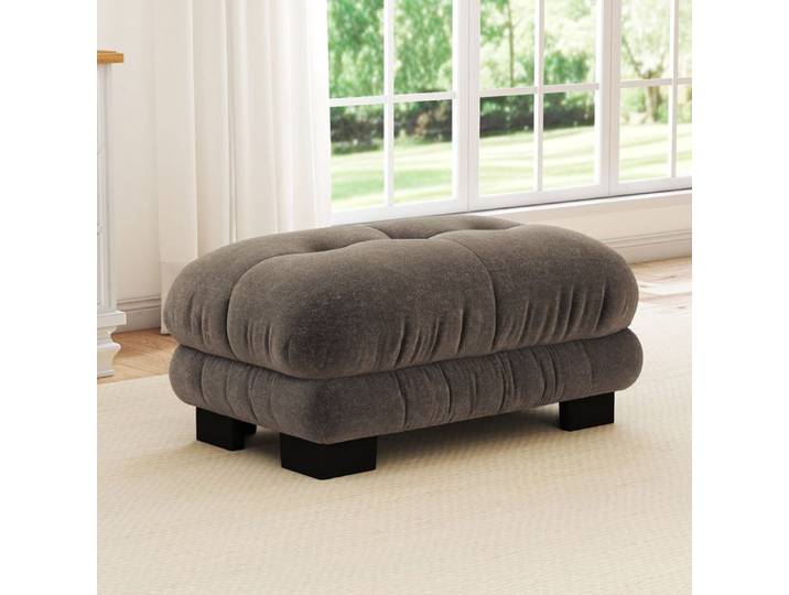 Grand pouf ottoman 112x68x52cm en chenille repose-pieds capitonné rembourré tabouret de salon et chambre - Marron