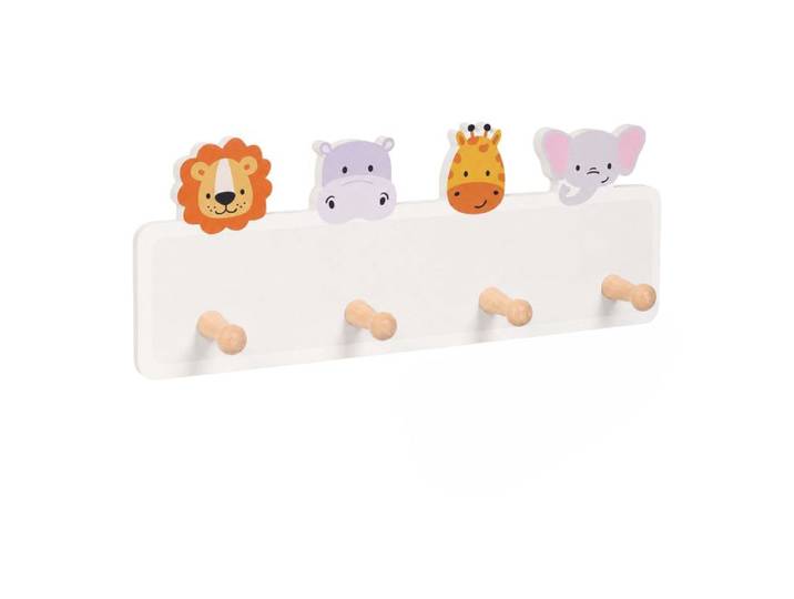 Relaxdays Porte-manteau enfant 4 crochets 15x38 cm